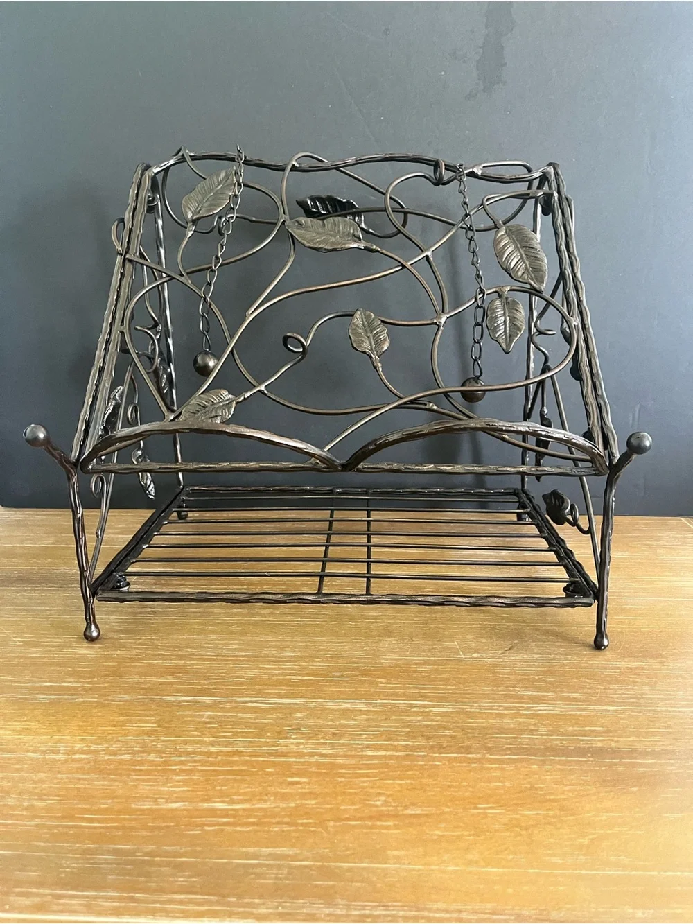 Cookbook Bible Stand Recipe Book Cast Wrought Iron Tabletop Holder Black Vintage